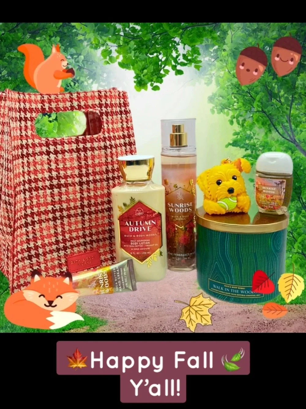 BBW Rare Walk in the Woods 3-Wick + Sunrise Woods Fall Set 7 Pc